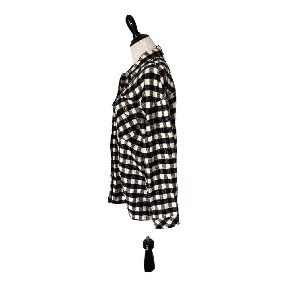 Entro Women’s Black/White Plaid Shacket size M - Picture 2 of 5